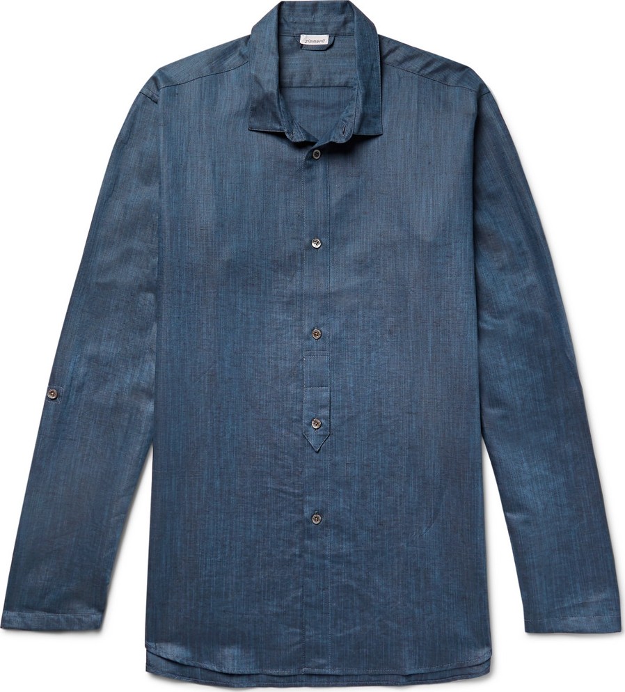 Zimmerli Mélange Linen and Cotton-Blend Pyjama Shirt