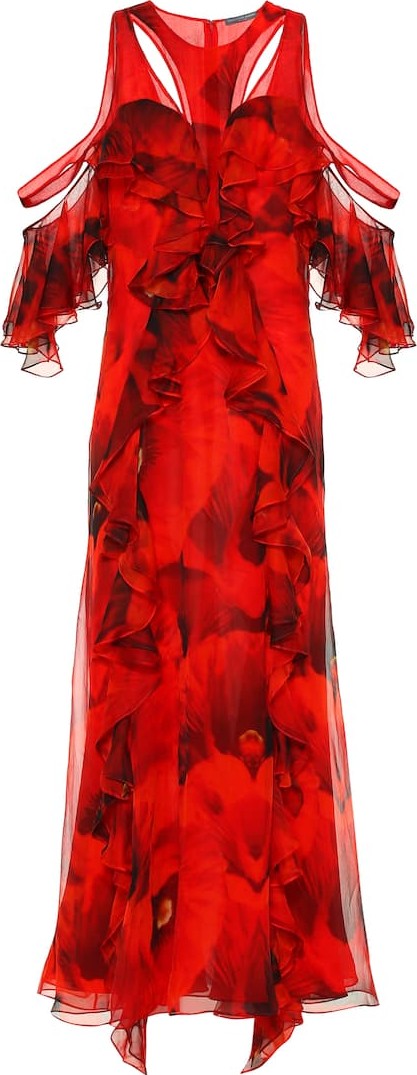 Alexander McQueen Printed silk crêpe maxi dress