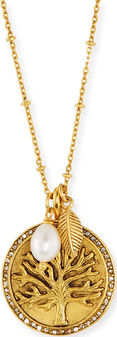 Sequin Tree Talisman Medallion Pendant Necklace