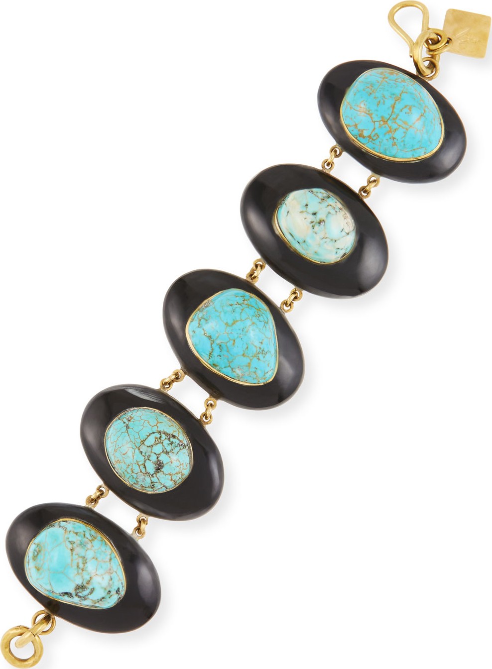 Ashley Pittman Dark Horn & Turquoise Bracelet