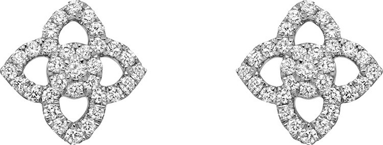 Kiki McDonough 18k White Gold Diamond Pointed Flower Stud Earrings