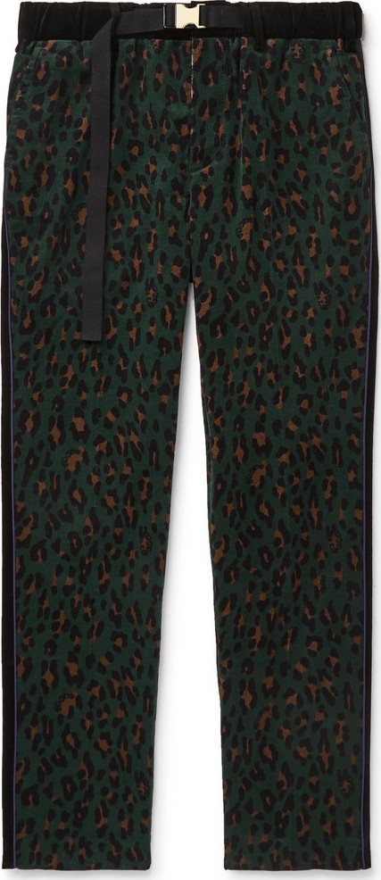 Sacai Leopard-Print Cotton-Corduroy Trousers