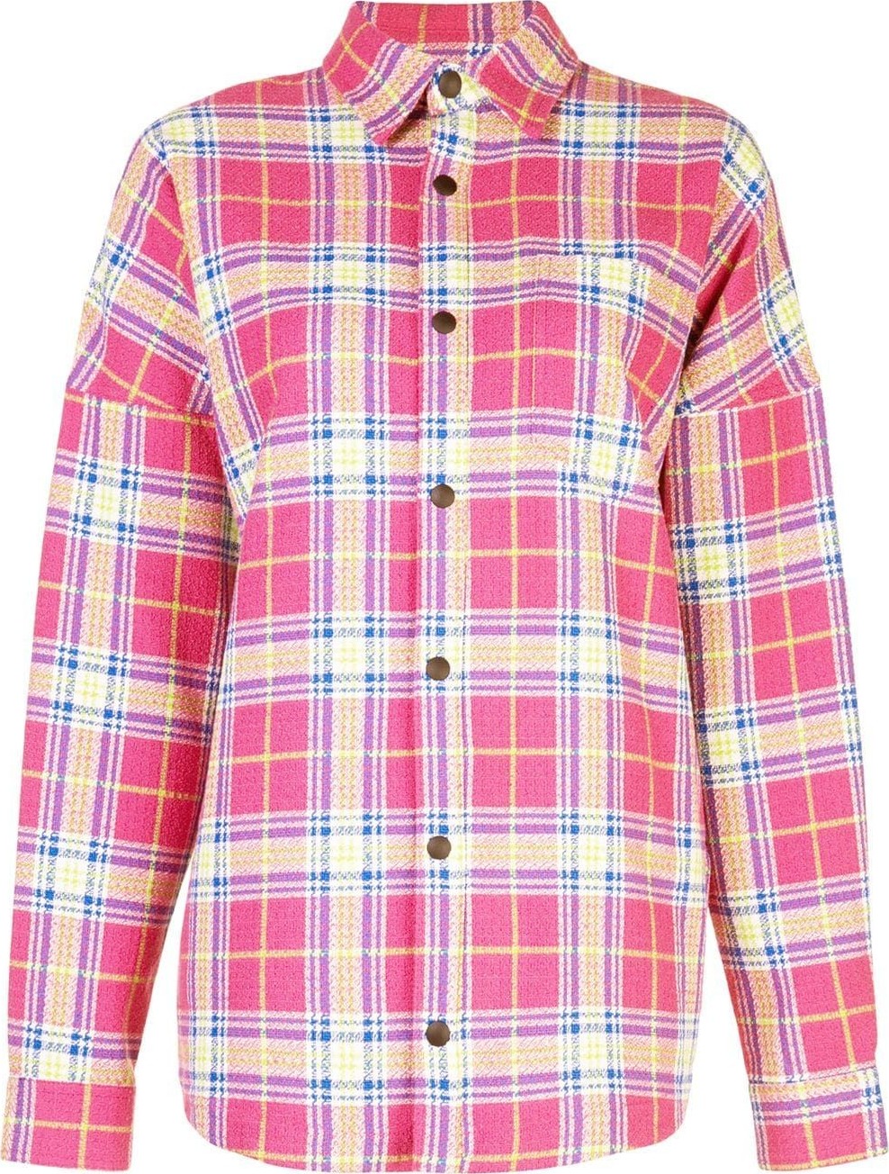 Palm Angels PINK TARTAN LOGO SHIRT