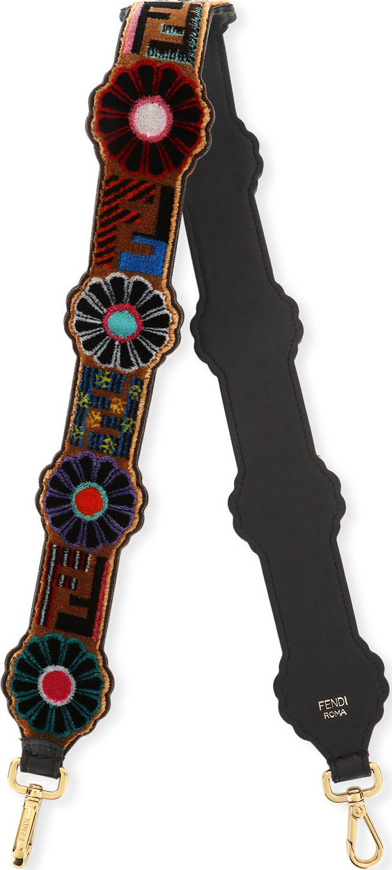 Fendi Strap You Embroidered Flowers Shoulder Strap