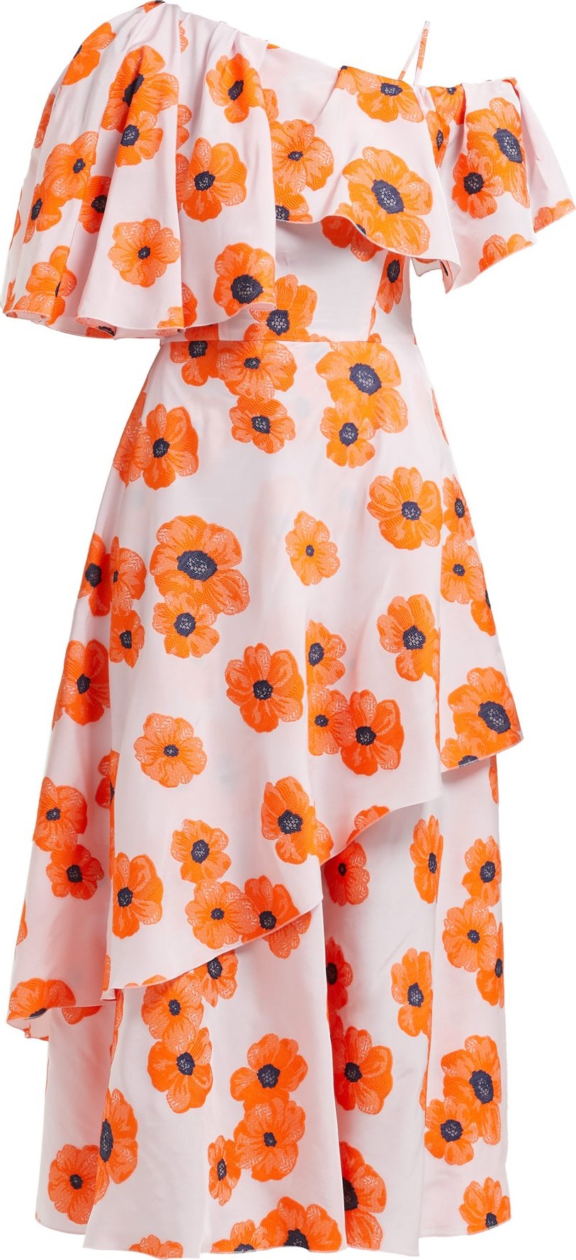 Vika Gazinskaya One-shoulder floral fil-coupé crepe midi dress