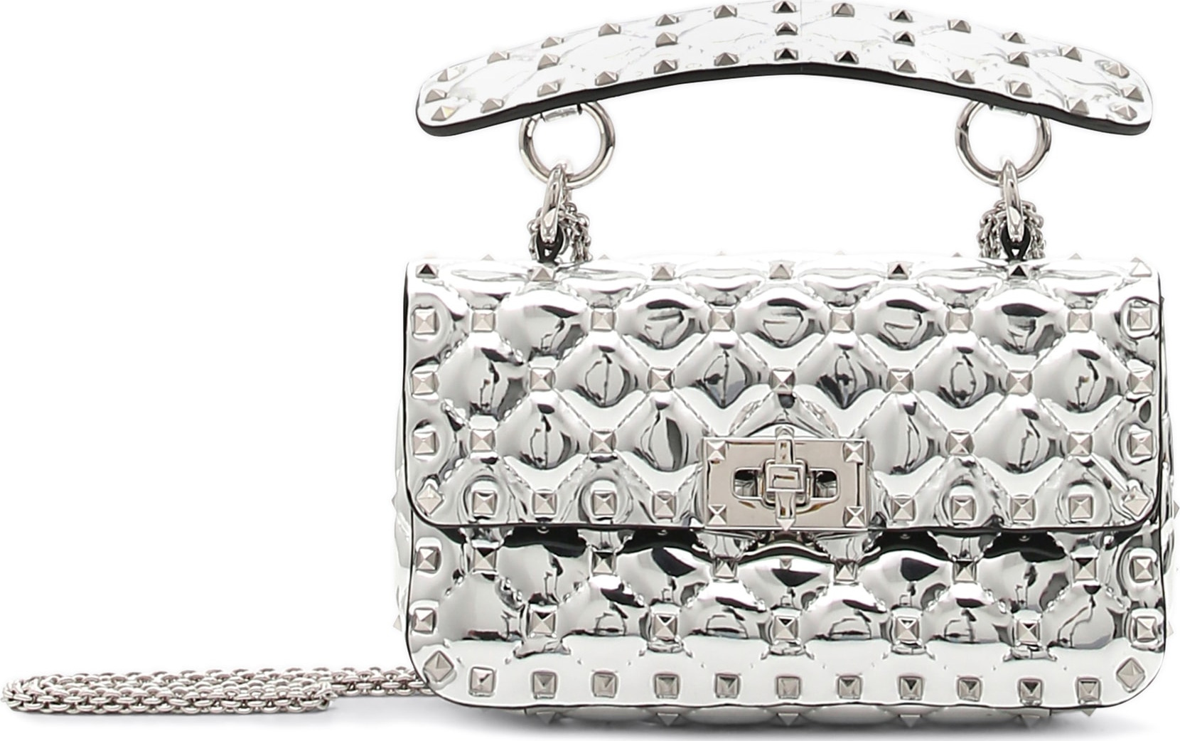 Valentino Small Rockstud Metallic Satchel