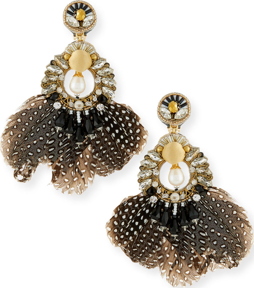 Ranjana Khan Carambola Feather Clip-On Earrings