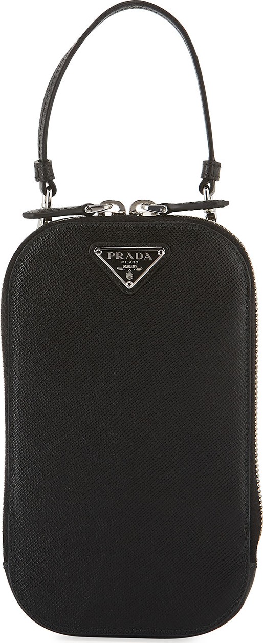 Prada Saffiano Triangle Mini Bag w/ Top Handle