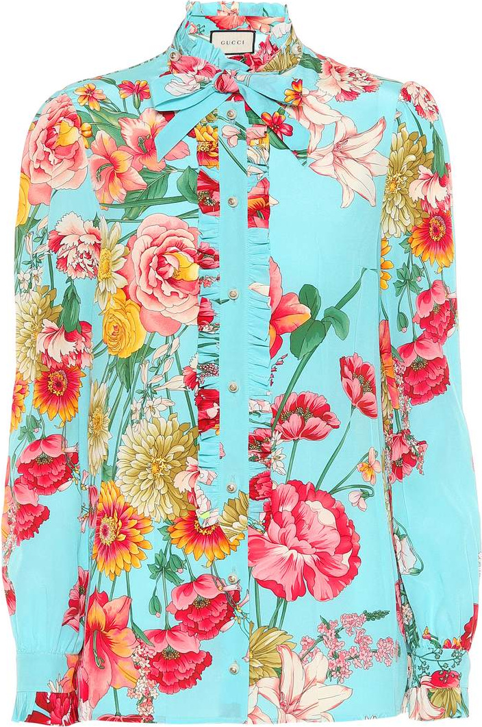 Gucci Floral-printed silk shirt