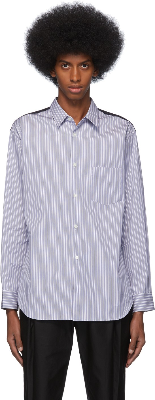 Comme Des Garcons Black & White Stripe Wool & Poplin Shirt