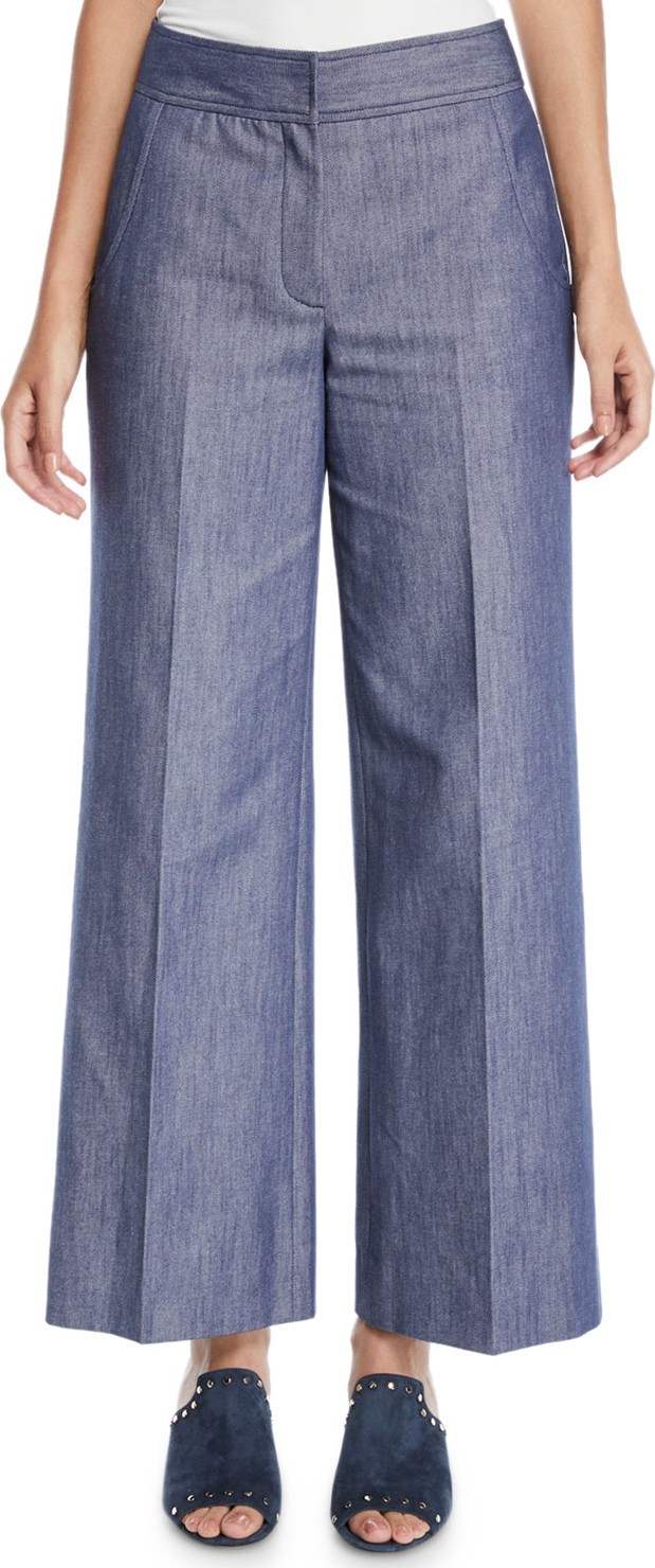Derek Lam Wide-Leg Denim Culotte Pants