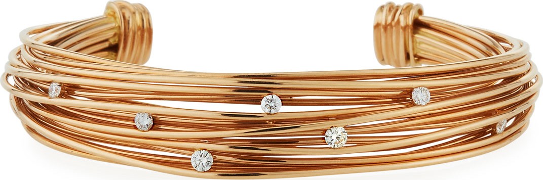 Mattioli Tibet 18k Rose Gold Tension Bracelet w/ Diamonds