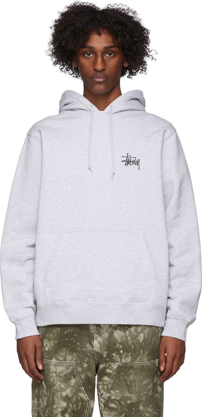 Stussy Grey Basic Logo Hoodie