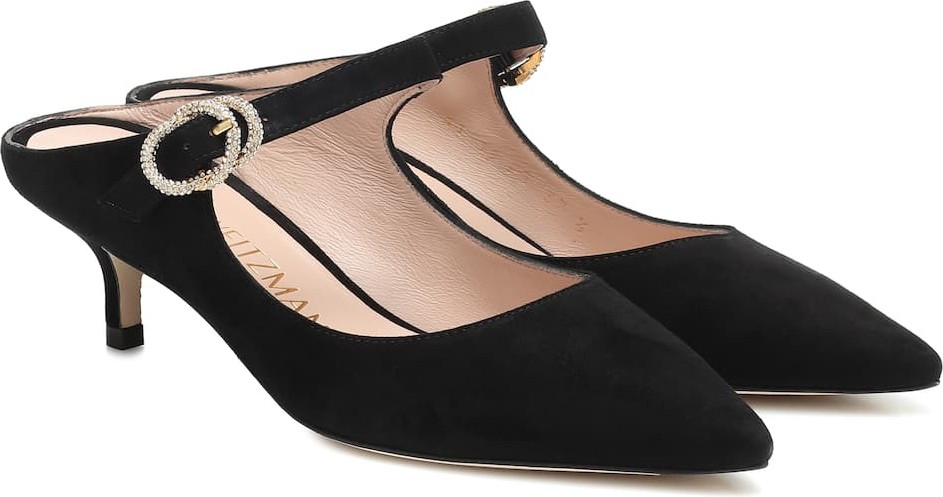 Stuart Weitzman Elisabetta embellished suede mules