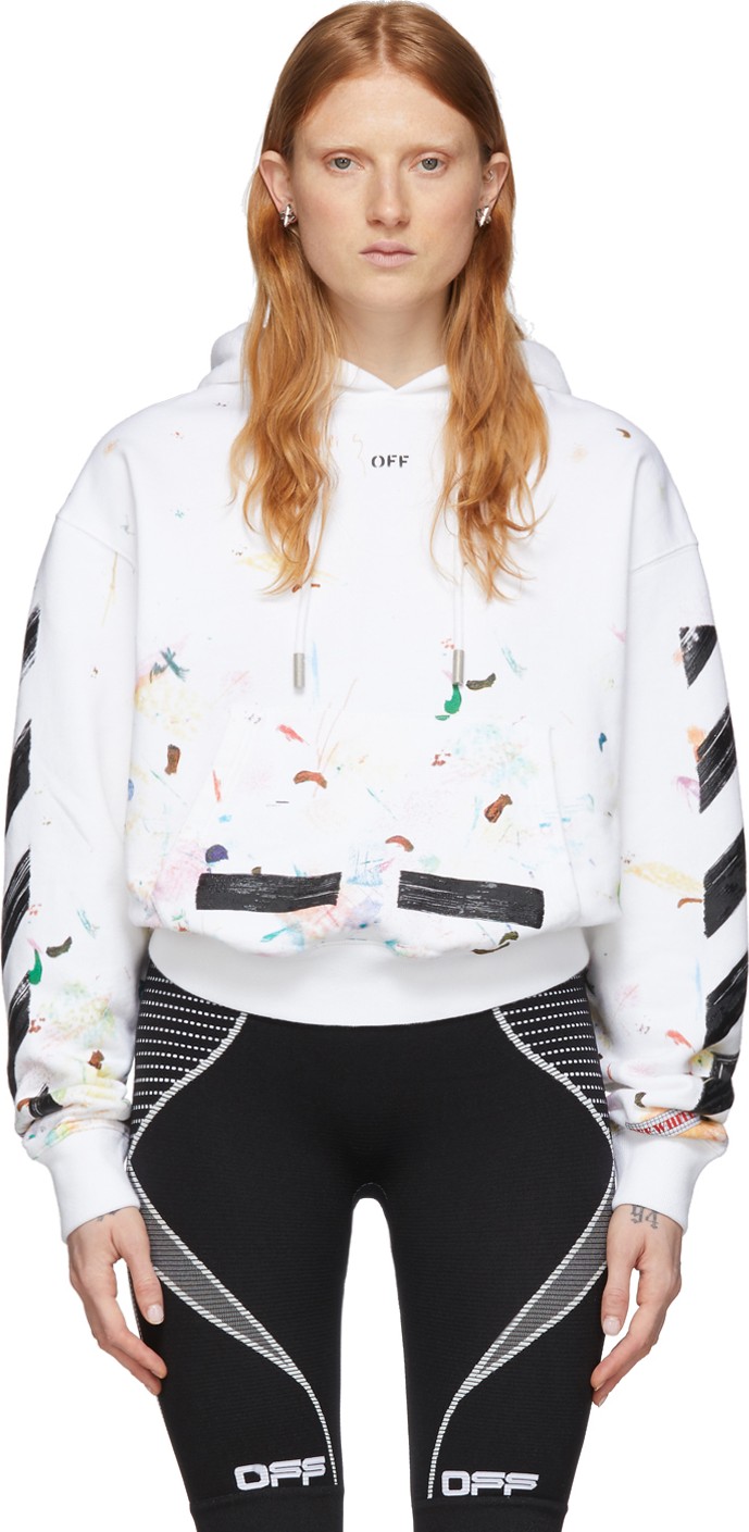 Off White SSENSE Exclusive White Paint Splatter Hoodie