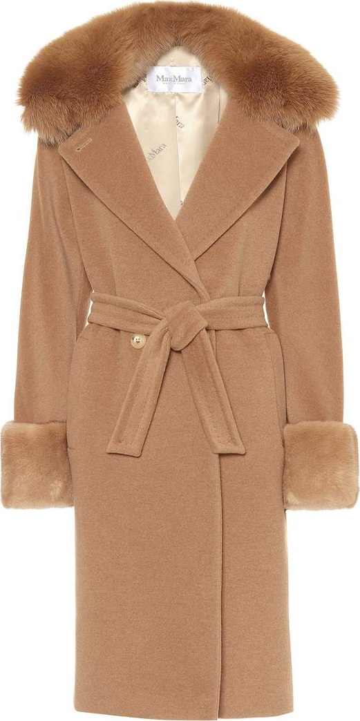Max Mara Hans camel wool fur-trimmed coat
