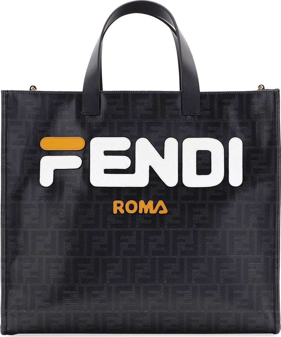 Fendi Fendi Runway Collection Calf Leather and Canvas Tote Bag