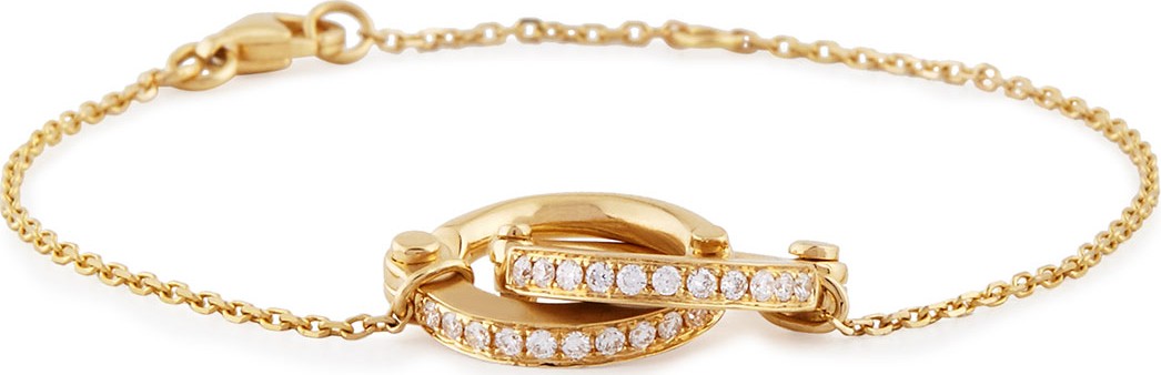 Borgioni 18K Gold Pave Diamond Handcuff Chain Bracelet