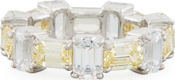 Fantasia by DeSerio Alternating Emerald-Cut CZ Band Ring