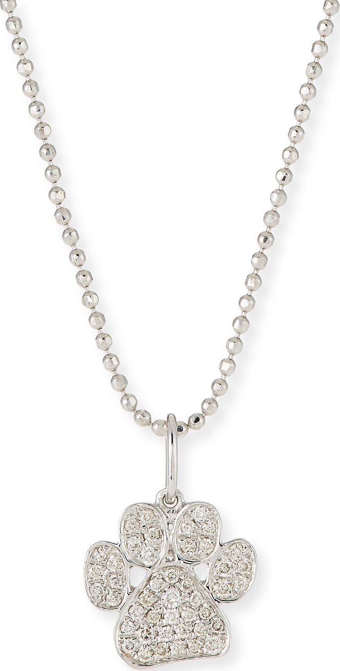 Sydney Evan 14k White Gold & Diamond Paw Pendant Necklace, 16"