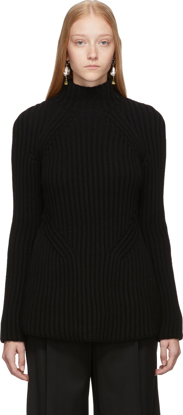 Givenchy Black Wool & Cashmere Long Structure Turtleneck
