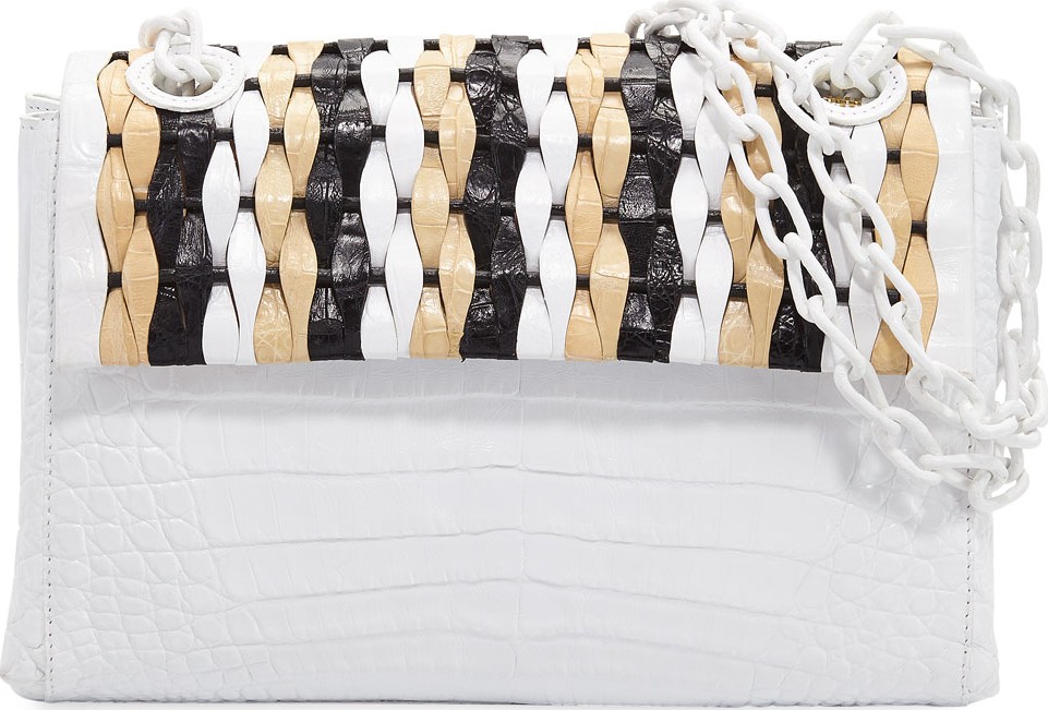 Nancy Gonzalez Madison Woven-Front Small Shoulder Bag