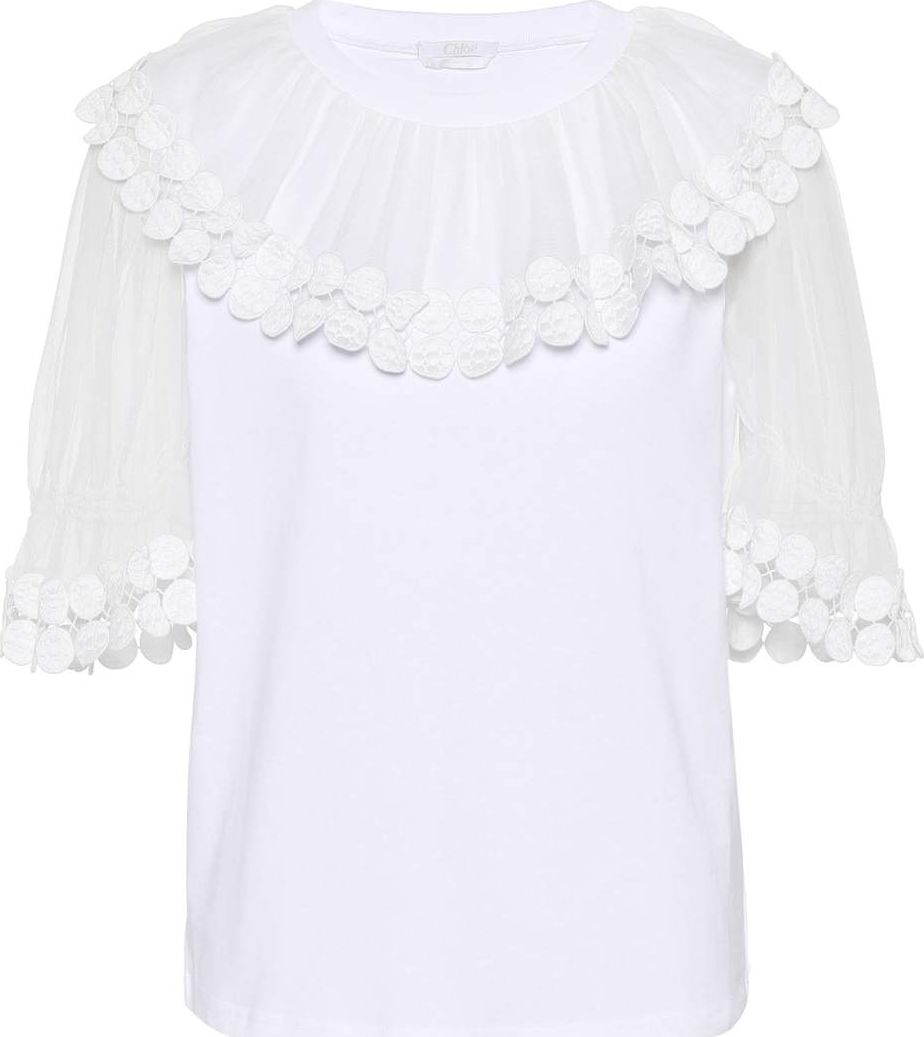 Chloe Silk-trimmed cotton top