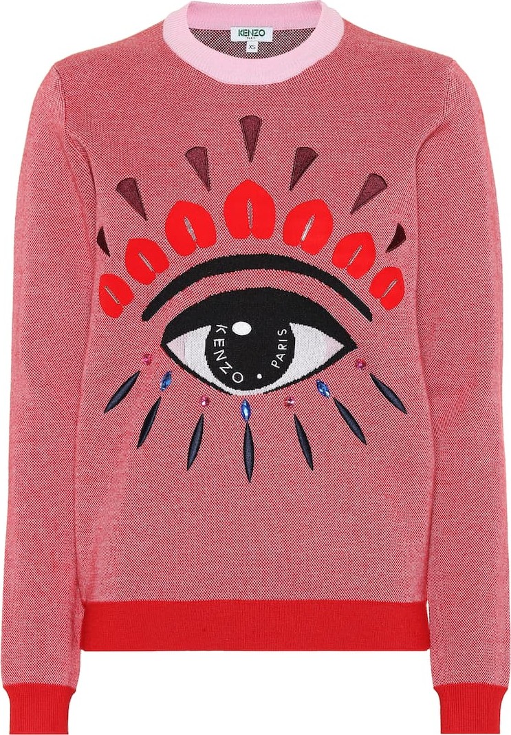 KENZO Embroidered eye wool-blend sweatshirt