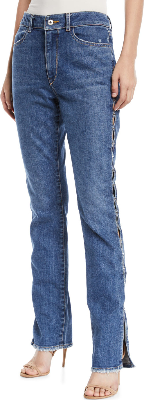 Jonathan Simkhai Stapled Side-Split Stovepipe Jeans