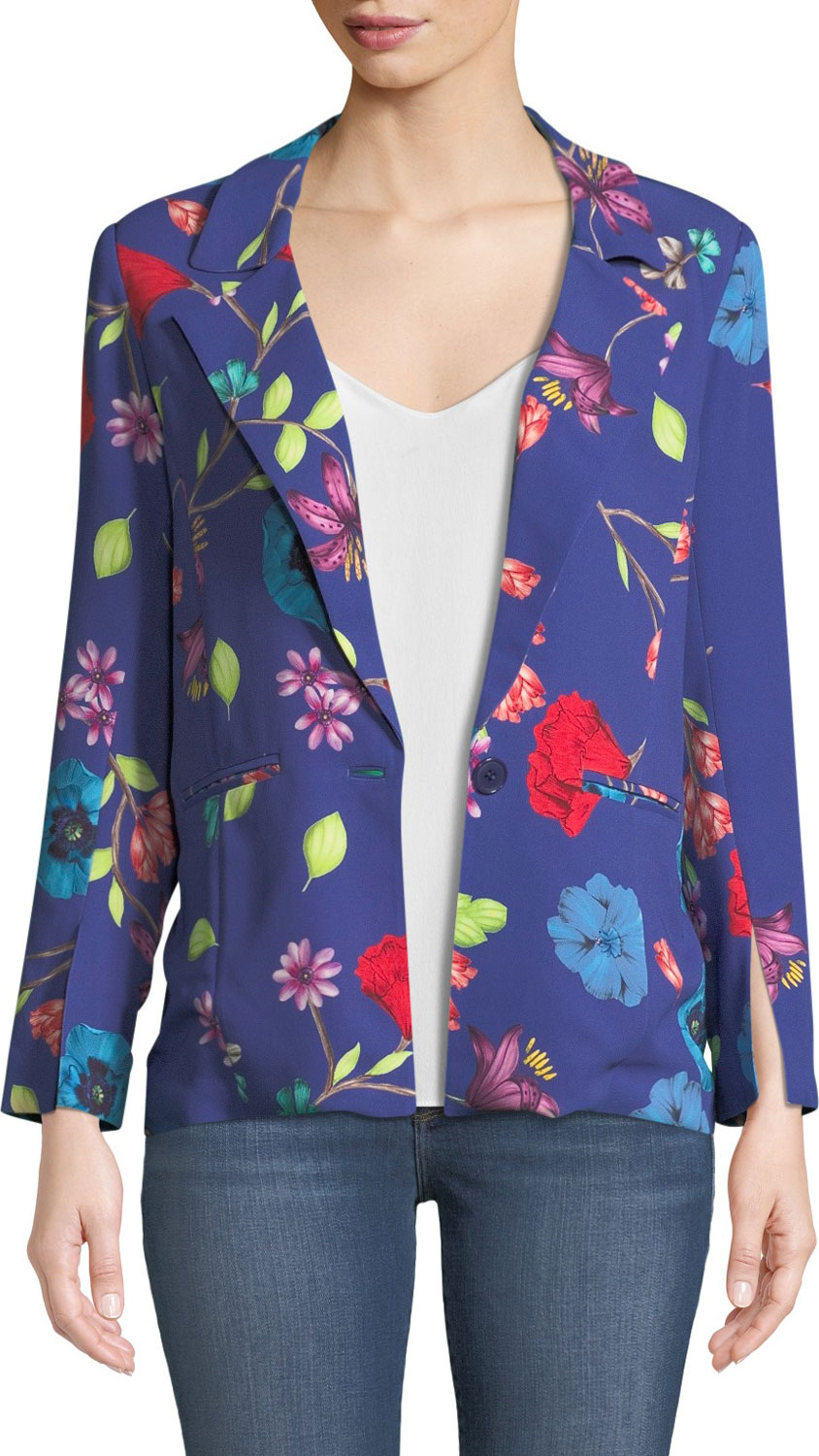 Parker Ginger One-Button Floral-Print Blazer