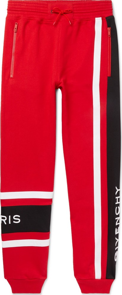 Givenchy Slim-Fit Tapered Logo-Embroidered Striped Loopback Cotton-Jersey Sweatpants