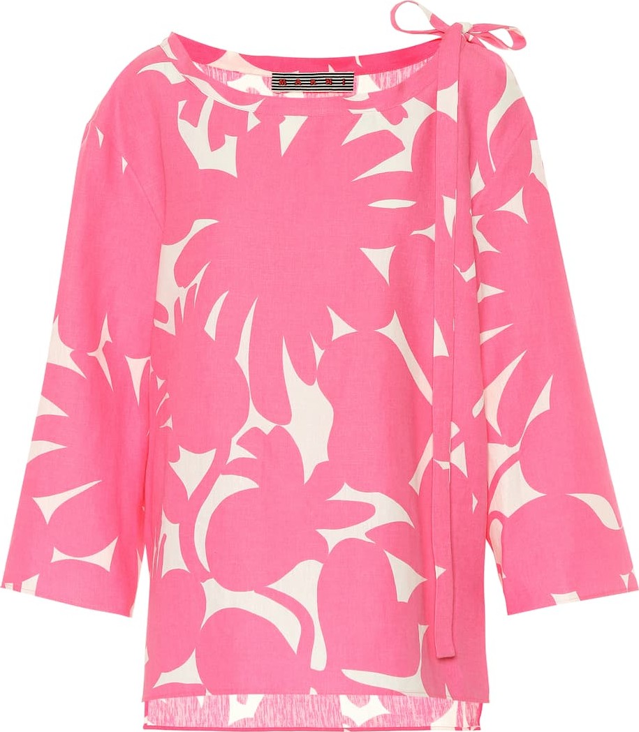 Marni Printed linen-blend shirt