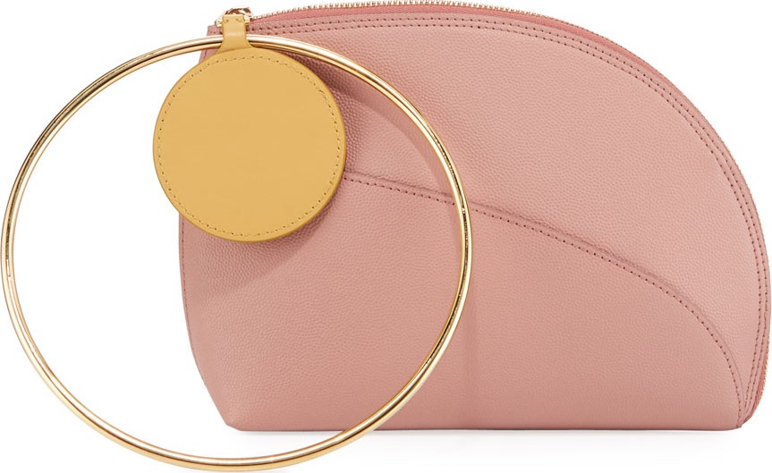 Roksanda Eartha Small Leather Ring-Handle Clutch Bag