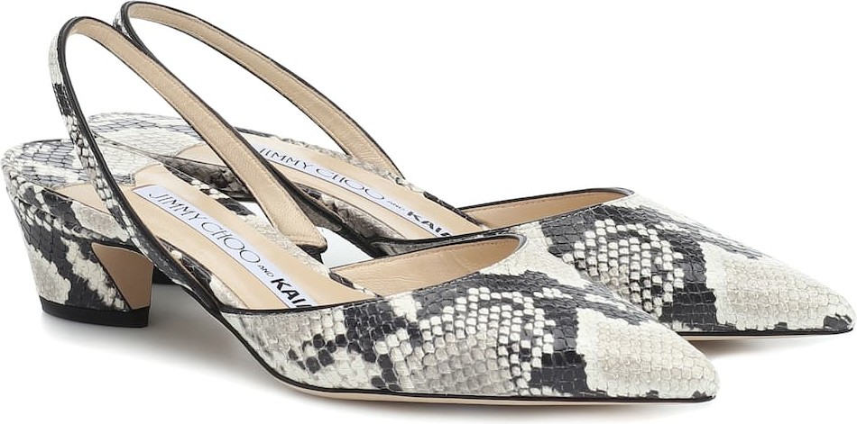 Jimmy Choo x KAIA K-Slingback python-effect leather slingback pumps