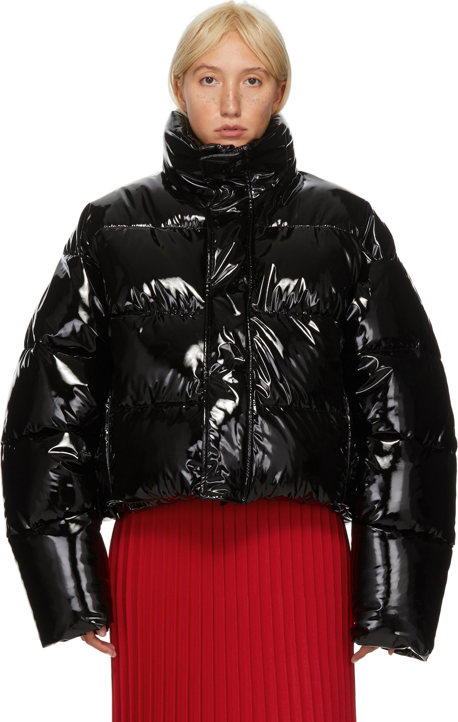 Balenciaga - Black Shiny Cropped Puffer Jacket