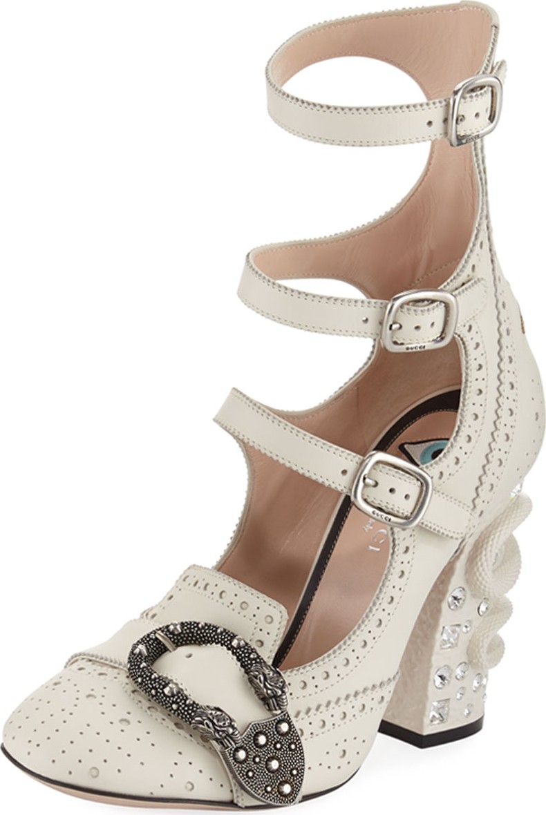 Gucci Queercore Suede Three-Strap 110mm Pump