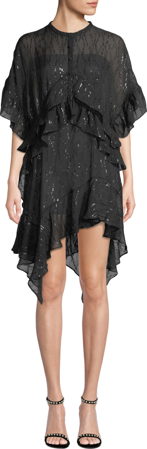 IRO Revolve Ruffle Metallic Asymmetric Dress