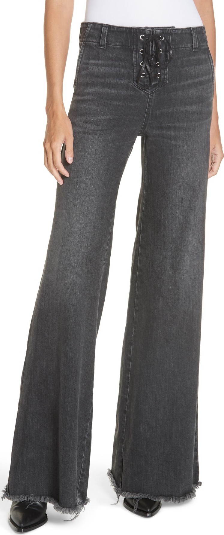 Nili Lotan Wade Lace-Up Wide Leg Jeans