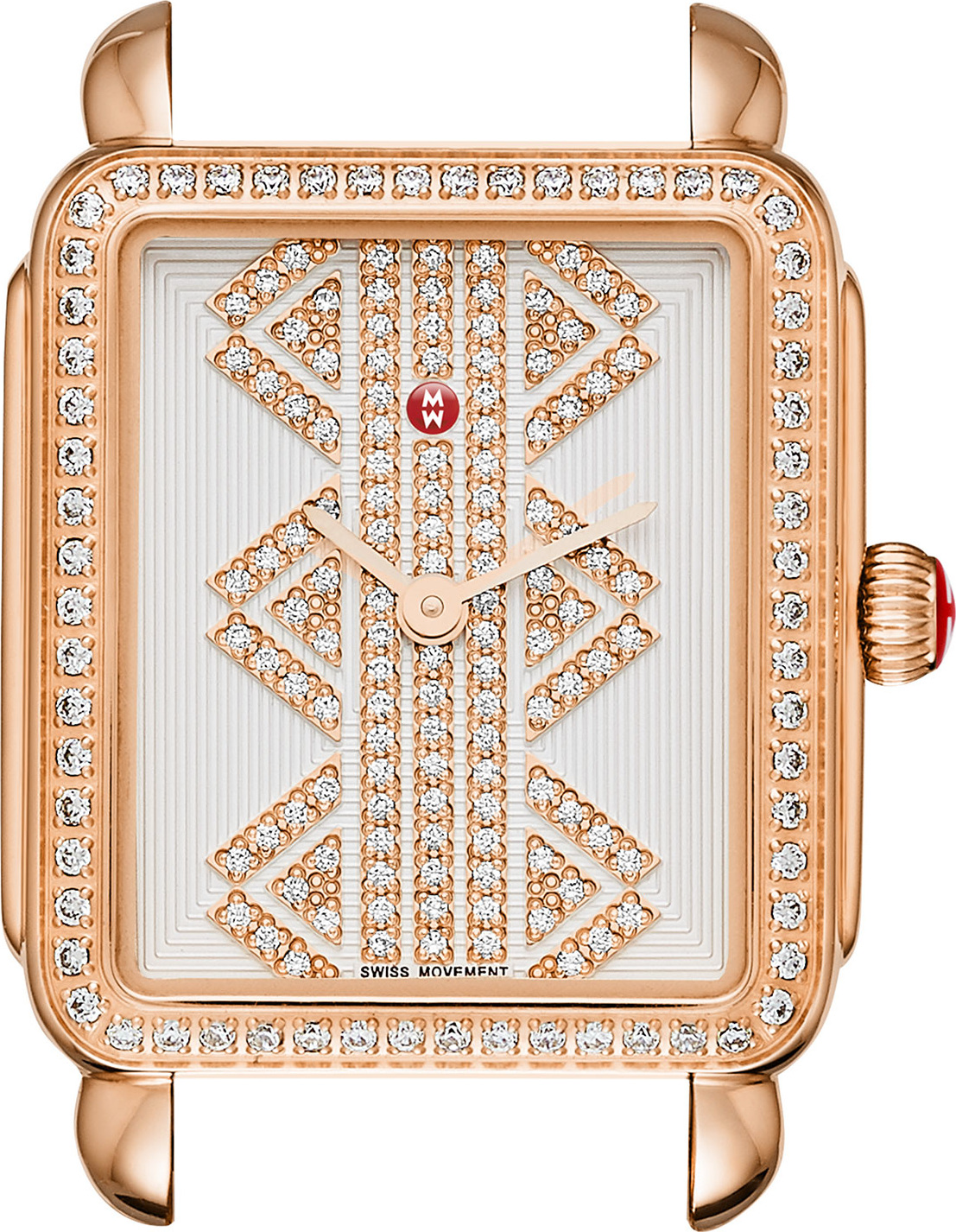 MICHELE 16mm Deco ll Mid Rose Gold Watch Head with Pattern Diamond Dial