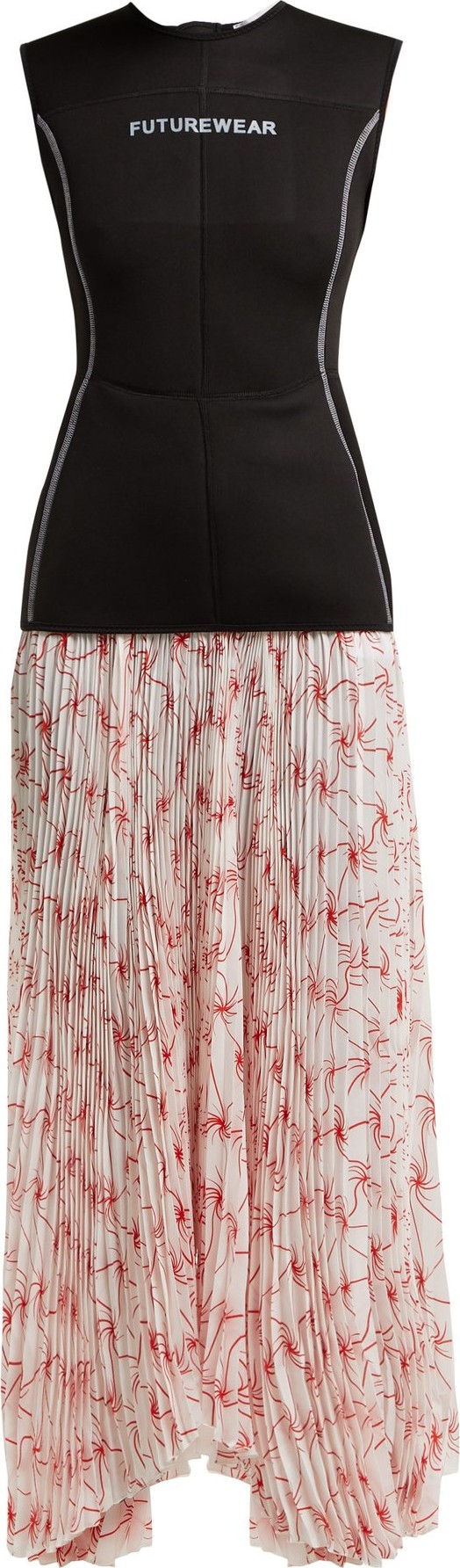 Marine Serre Spin flower-print pleated skirt wetsuit dress