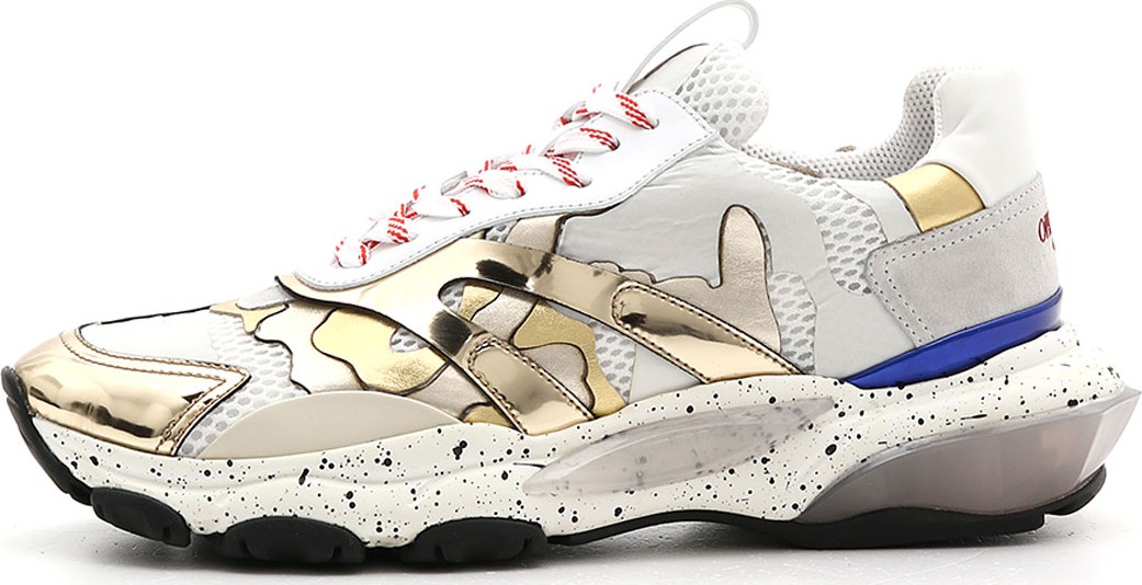 Valentino Men's Bounce Camo Metallic Lace-Up Sneakers Valentino Men's Bounce Camo Metallic Lace-Up Sneakers