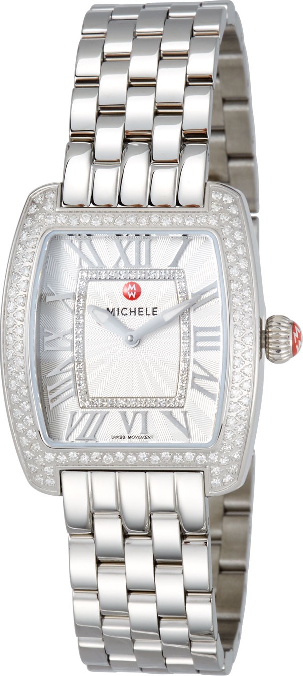 MICHELE Urban Mini Diamond Bracelet Watch, White