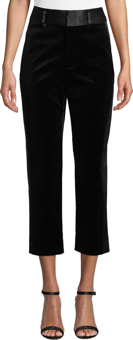 FRAME DENIM Velvet Tux Cropped Straight-Leg Pants