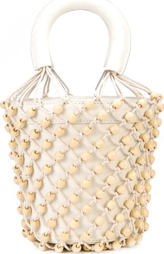 Staud woven beaded tote bag