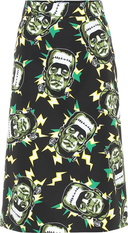 Prada Printed cotton-poplin skirt