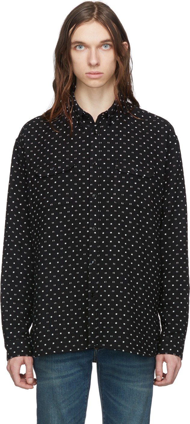 Saint Laurent Black Jacquard Guillemets Shirt