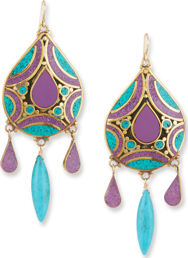 Devon Leigh Blue & Purple Drop Earrings