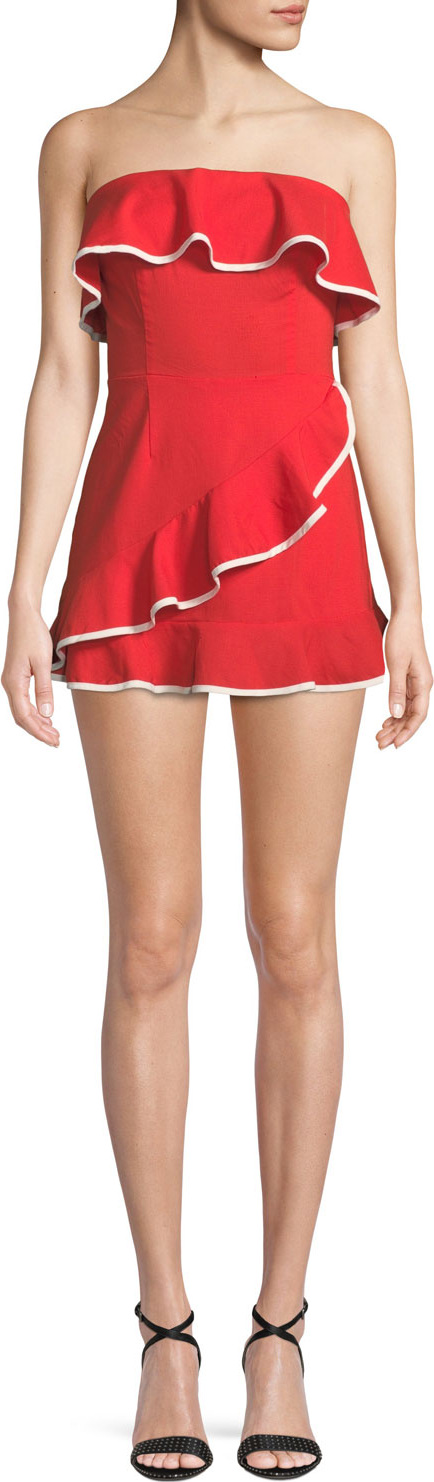 TULAROSA Carrie Strapless Flounce Skirted Romper