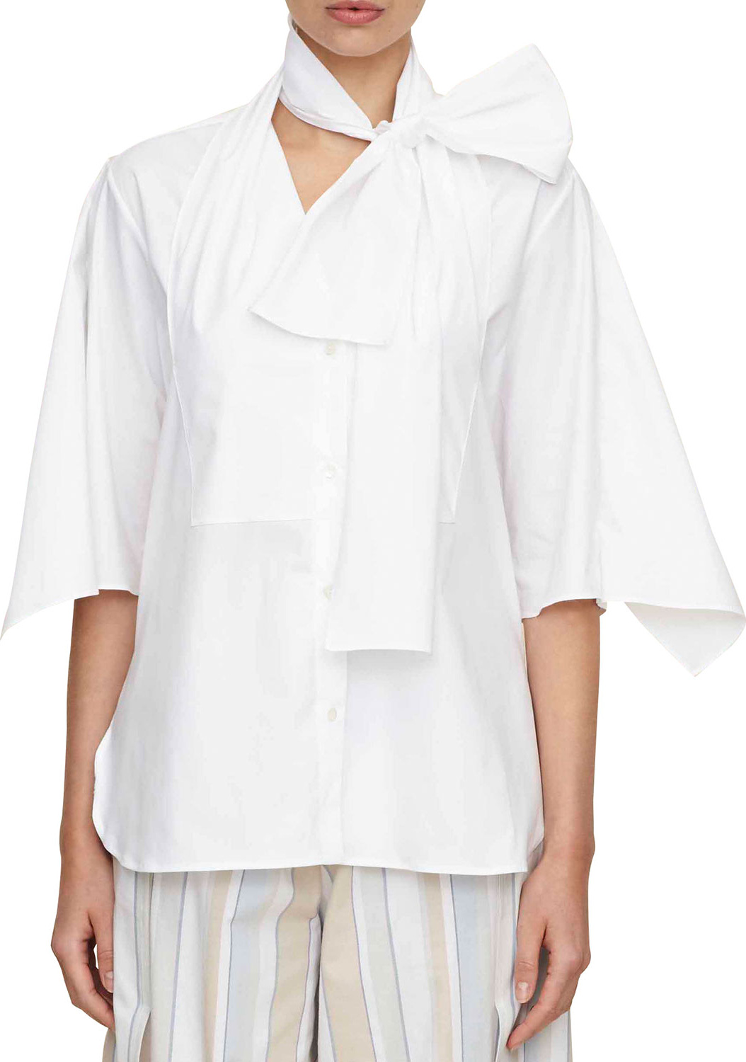 palmer//harding bow-tie half-sleeve button-down cotton shirt