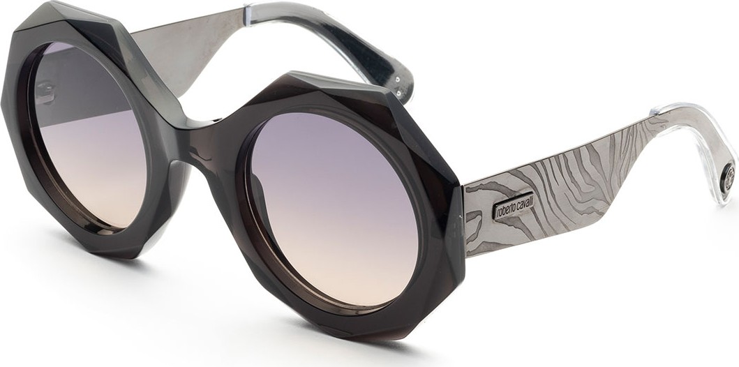 Roberto Cavalli Faceted Round Mirrored Sunglasses